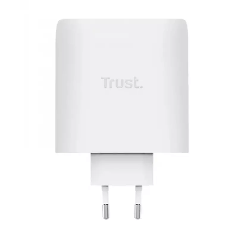 Carregador TRUST Maxo 100W 2 portas USB-C GaN — 100 W, 2x USB-C, 20 V máx, AC, interior, cabo de 2 m, branco