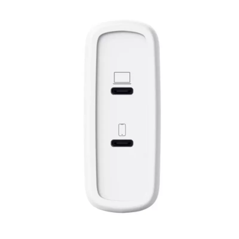 Carregador TRUST Maxo 100W 2 portas USB-C GaN — 100 W, 2x USB-C, 20 V máx, AC, interior, cabo de 2 m, branco