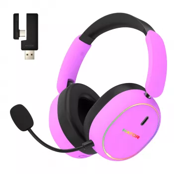 Headset sem fios HATOR Phoenix 2 com fio e sem fios head-band gaming USB Type-C / USB Type-A Bluetooth violeta