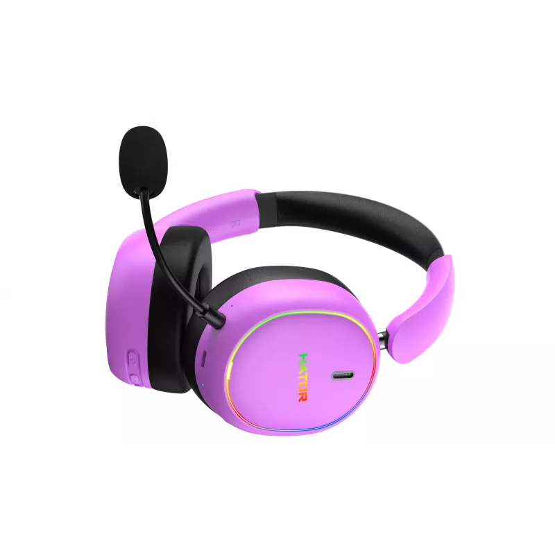 Headset sem fios HATOR Phoenix 2 com fio e sem fios head-band gaming USB Type-C / USB Type-A Bluetooth violeta