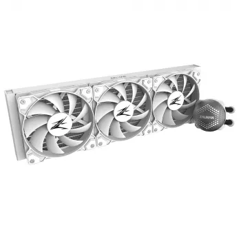 Zalman ALPHA36 White Refrigeração líquida para CPU com radiador de 360 mm, 3 ventoinhas de 120 mm, bomba ARGB, refrigeração líquida all-in-one para dois processadores, 12 cm