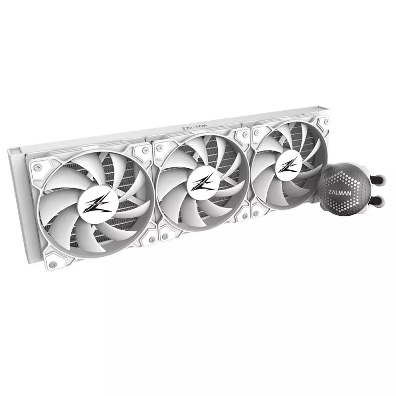 Zalman ALPHA36 White Refrigeração líquida para CPU com radiador de 360 mm, 3 ventoinhas de 120 mm, bomba ARGB, refrigeração líquida all-in-one para dois processadores, 12 cm