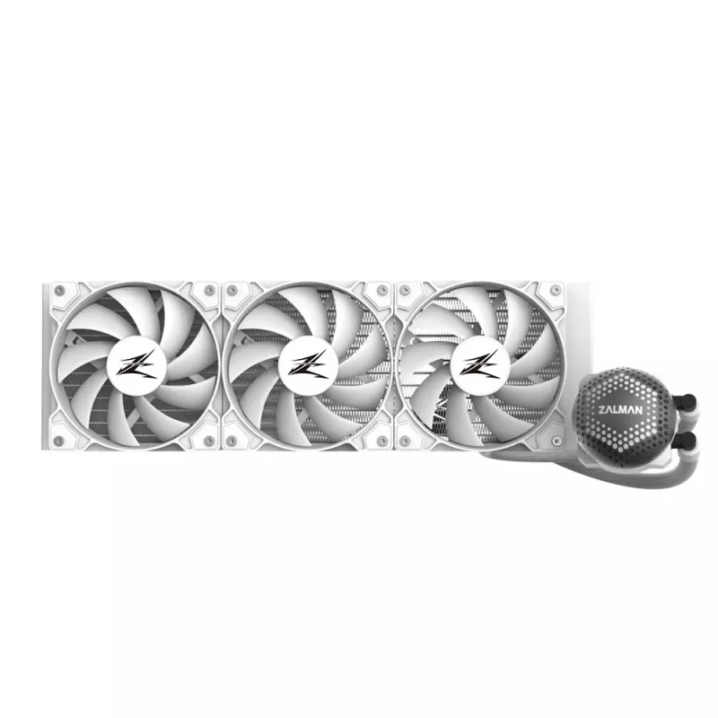 Zalman ALPHA36 White Refrigeração líquida para CPU com radiador de 360 mm, 3 ventoinhas de 120 mm, bomba ARGB, refrigeração líquida all-in-one para dois processadores, 12 cm