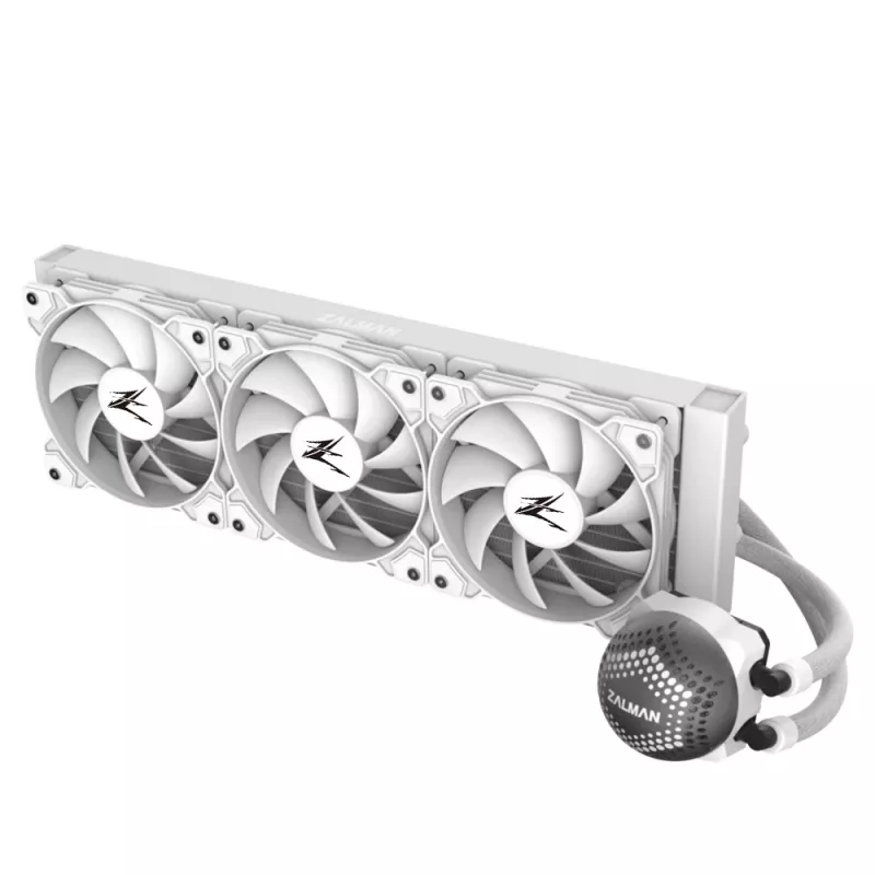 Zalman ALPHA36 White Refrigeração líquida para CPU com radiador de 360 mm, 3 ventoinhas de 120 mm, bomba ARGB, refrigeração líquida all-in-one para dois processadores, 12 cm