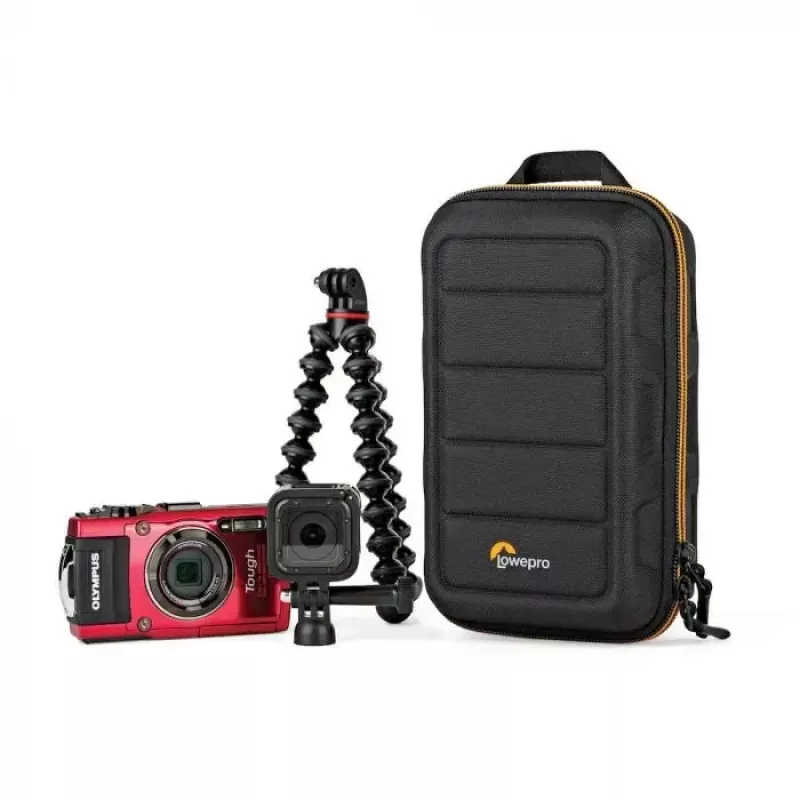 Bolsa para máquina fotográfica Lowepro HARDSIDE CS 60 — bolsa rígida, compacta, 140×85×227 mm, preta/laranja