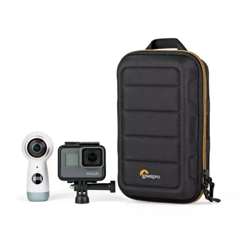Bolsa para máquina fotográfica Lowepro HARDSIDE CS 60 — bolsa rígida, compacta, 140×85×227 mm, preta/laranja