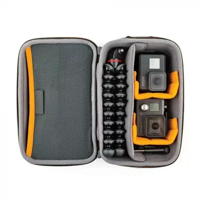 Bolsa para máquina fotográfica Lowepro HARDSIDE CS 60 — bolsa rígida, compacta, 140×85×227 mm, preta/laranja