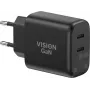 Carregador para dispositivos móveis VISION modelo TC-PUSBCEU/65 – fonte de alimentação USB para telefones e tablets