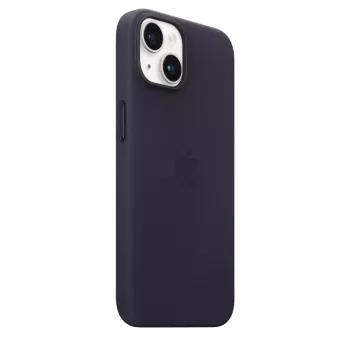 Capa MagSafe em pele para Apple iPhone 14 — violeta, compatível com 6,1 polegadas