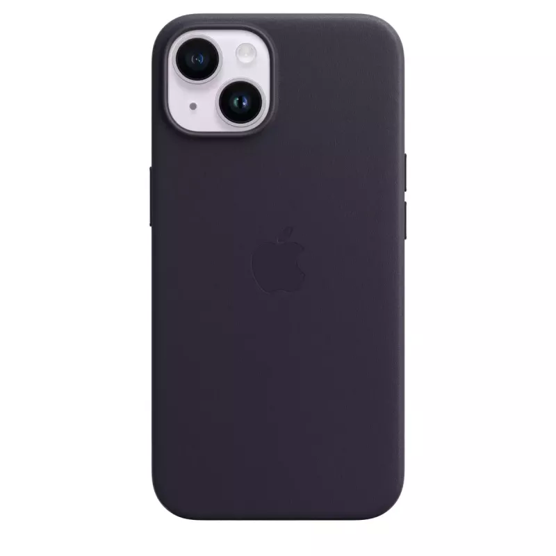 Capa MagSafe em pele para Apple iPhone 14 — violeta, compatível com 6,1 polegadas