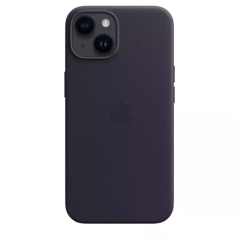Capa MagSafe em pele para Apple iPhone 14 — violeta, compatível com 6,1 polegadas