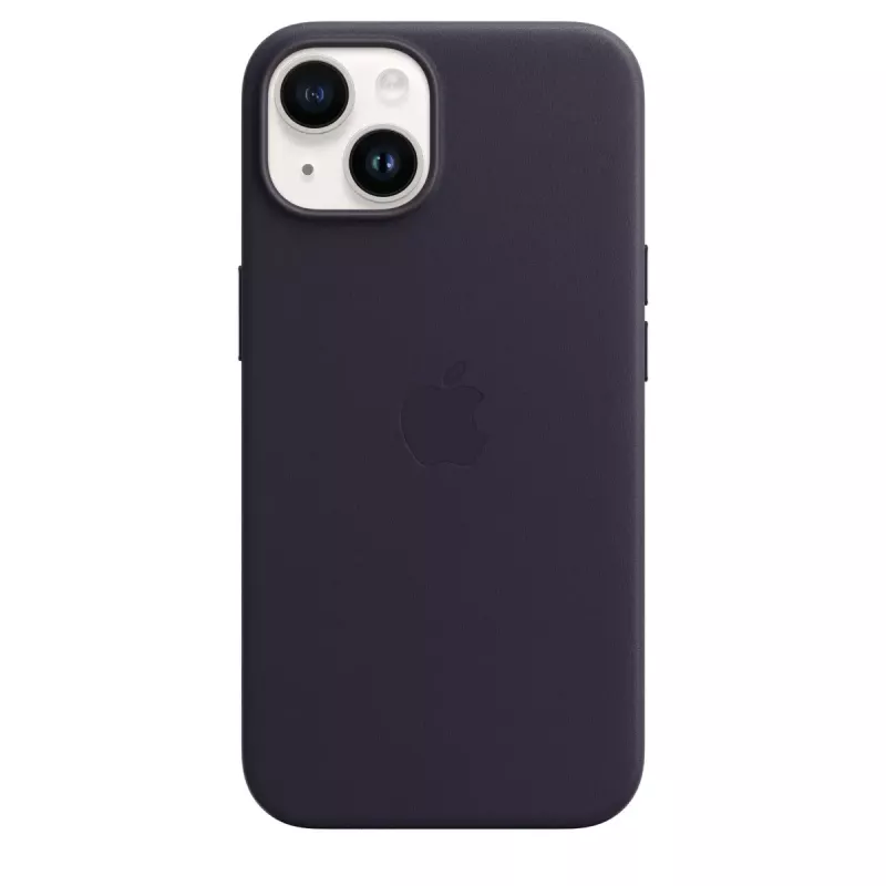 Capa MagSafe em pele para Apple iPhone 14 — violeta, compatível com 6,1 polegadas