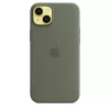 Capa em silicone Apple iPhone 14 Plus com MagSafe oliv