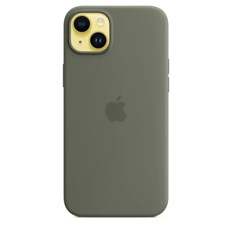 Capa em silicone Apple iPhone 14 Plus com MagSafe oliv