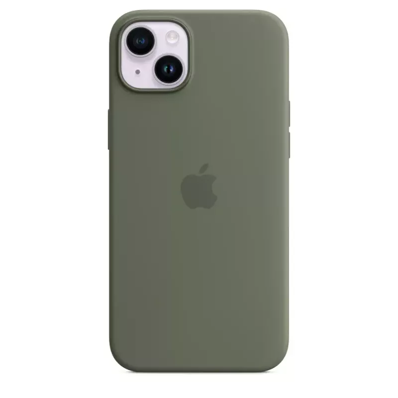Capa em silicone Apple iPhone 14 Plus com MagSafe oliv