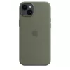 Capa em silicone Apple iPhone 14 Plus com MagSafe oliv