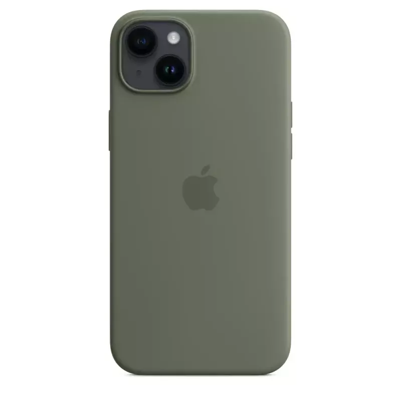 Capa em silicone Apple iPhone 14 Plus com MagSafe oliv