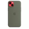 Capa em silicone Apple iPhone 14 Plus com MagSafe oliv
