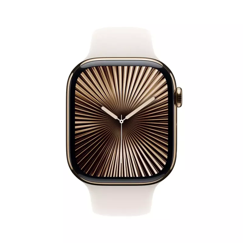 Smartwatch Apple Watch Series 10 GPS + Cellular 46 mm caixa de titânio dourado Starlight Sport Band M/L