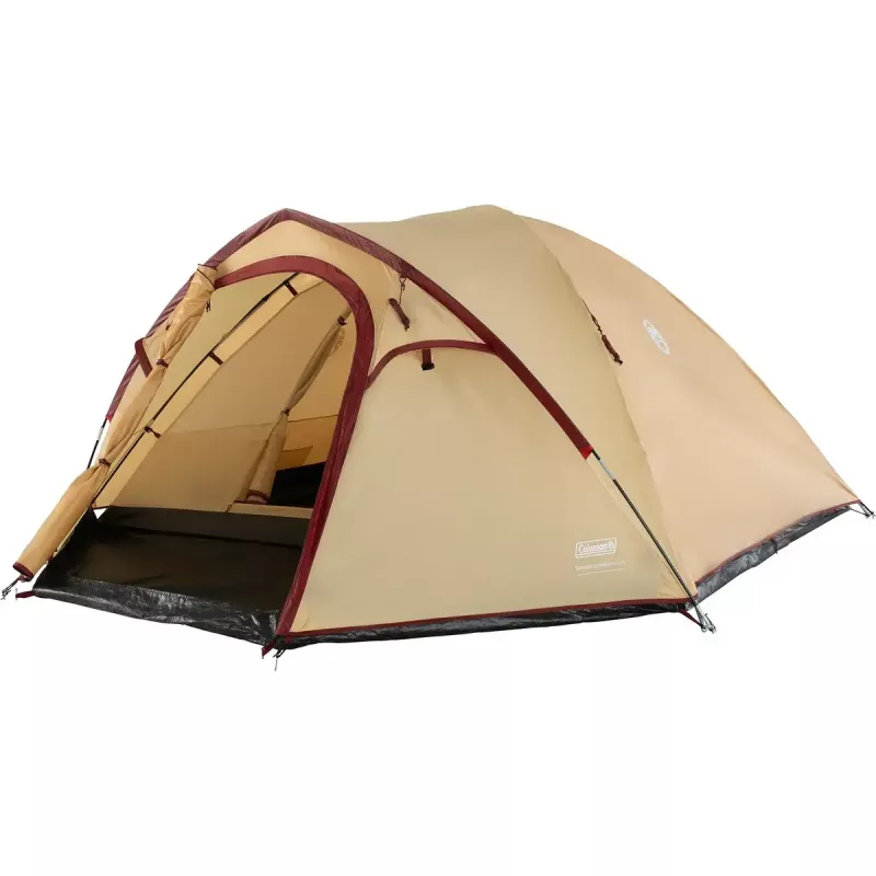 Tenda de campismo de verão COLEMAN Darwin 4 Plus para 4 pessoas — bege/vermelho-escuro