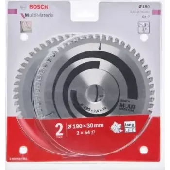 Bosch Multi Material lâmina de serra circular 190 x 30 x 2,4/1,8 mm 54T, pack de 2