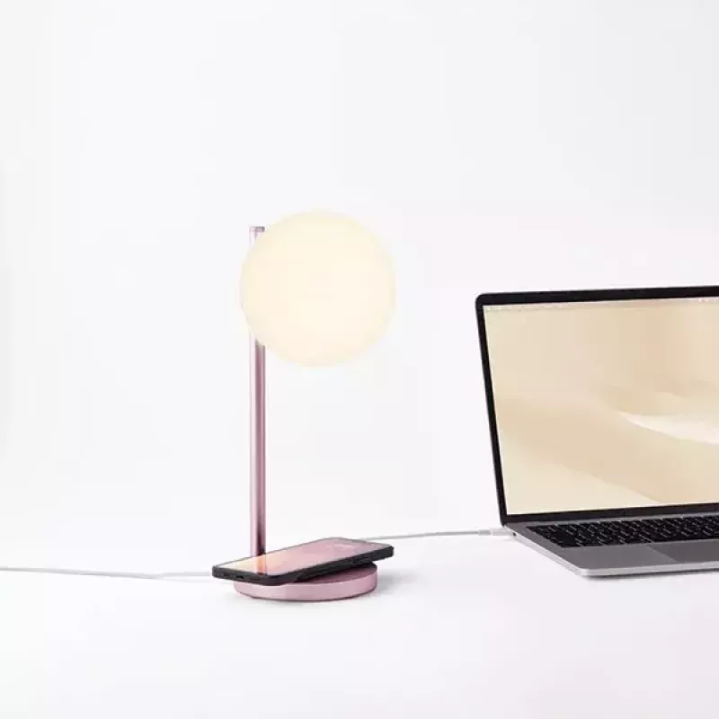 Candeeiro de mesa LED Lexon Bubble Lamp LH70LP rosa-claro 15W com carregador sem fios