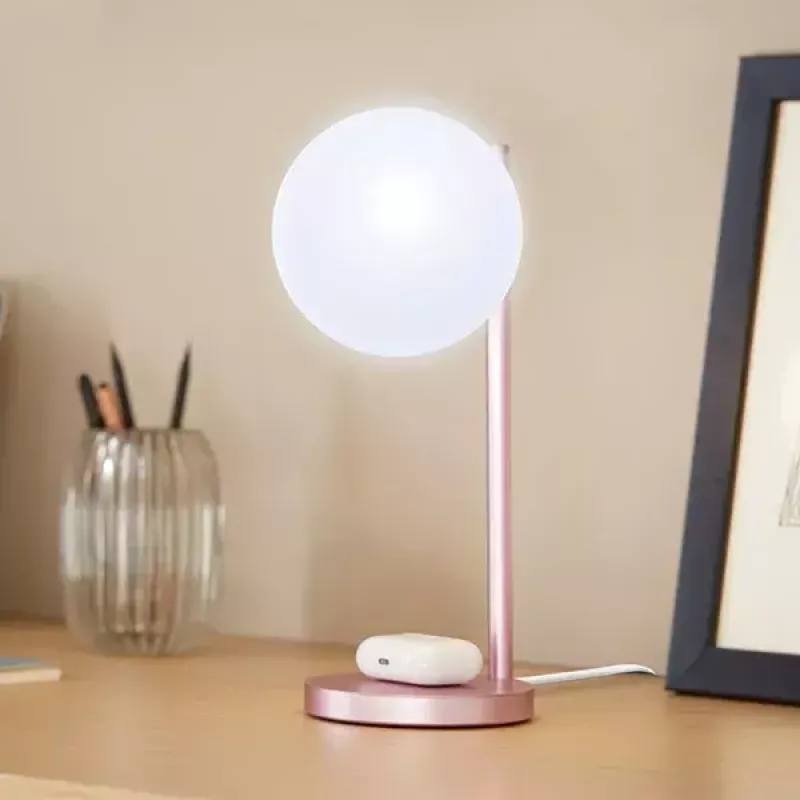 Candeeiro de mesa LED Lexon Bubble Lamp LH70LP rosa-claro 15W com carregador sem fios