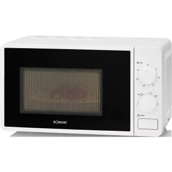 Micro-ondas solo Bomann MW 6014 CB — 700 W, 20 L, prato rotativo 245 mm, 6 níveis de potência, branco