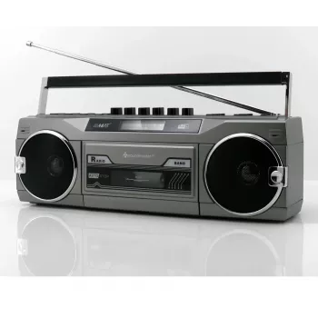 Leitor de cassetes portátil Soundmaster SRR80TI com DAB+ e FM, ecrã LCD, 3 W RMS, entrada para auscultadores de 3,5 mm, alimentação por pilhas/230V