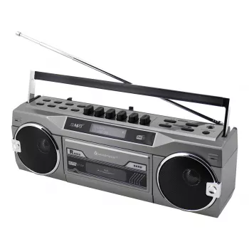 Leitor de cassetes portátil Soundmaster SRR80TI com DAB+ e FM, ecrã LCD, 3 W RMS, entrada para auscultadores de 3,5 mm, alimentação por pilhas/230V