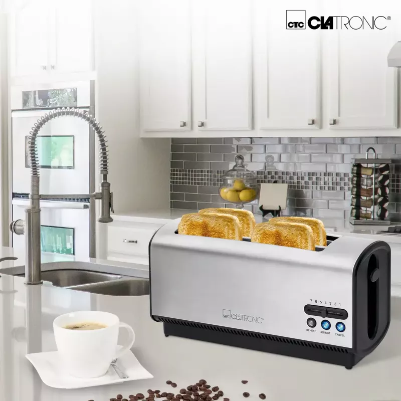 Torradeira Clatronic TA 3687 4 fatias 1200 W preto aço inoxidável