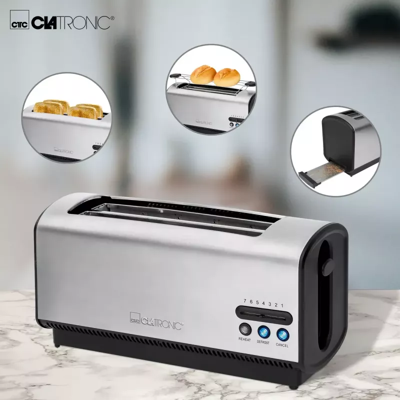 Torradeira Clatronic TA 3687 4 fatias 1200 W preto aço inoxidável