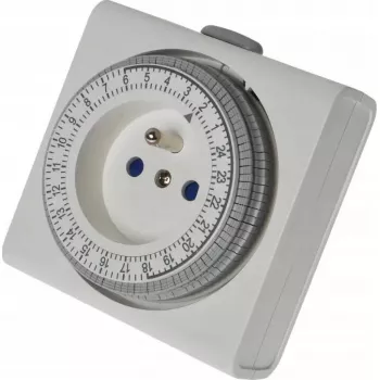 Temporizador analógico REV 0025020109 WS compacto branco — interruptor temporizador mecânico para controlo diário
