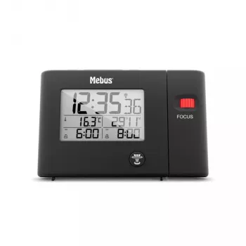 Despertador digital Mebus 25795 preto retangular bateria USB