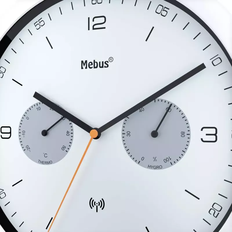 Relógio de parede/mesa Mebus 52826 redondo preto cinzento branco