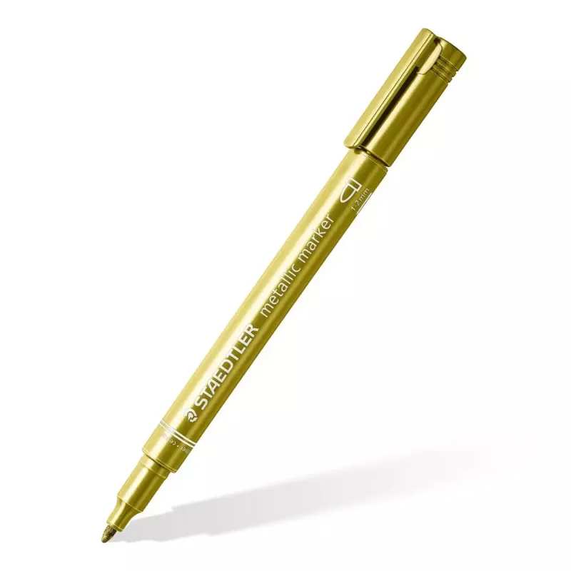 Staedtler 8323-S BK2 marcador metálico, ponta redonda 1-2 mm, dourado/prateado, pack de 2