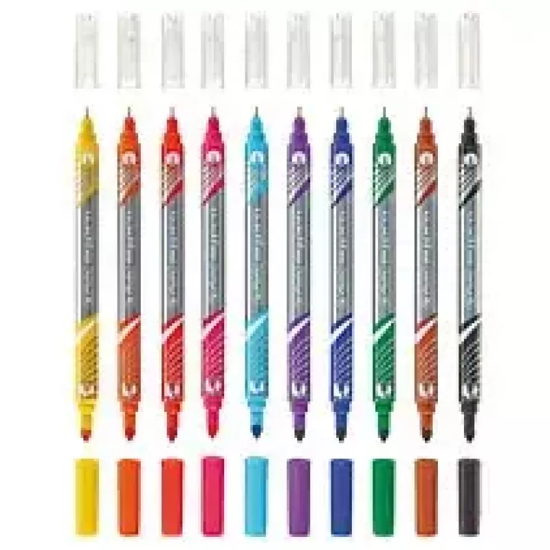 Marcador Herlitz 11367232 ponta fina 10 unid. preto azul castanho verde laranja rosa roxo vermelho amarelo