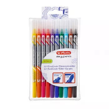 Marcador Herlitz 11367232 ponta fina 10 unid. preto azul castanho verde laranja rosa roxo vermelho amarelo