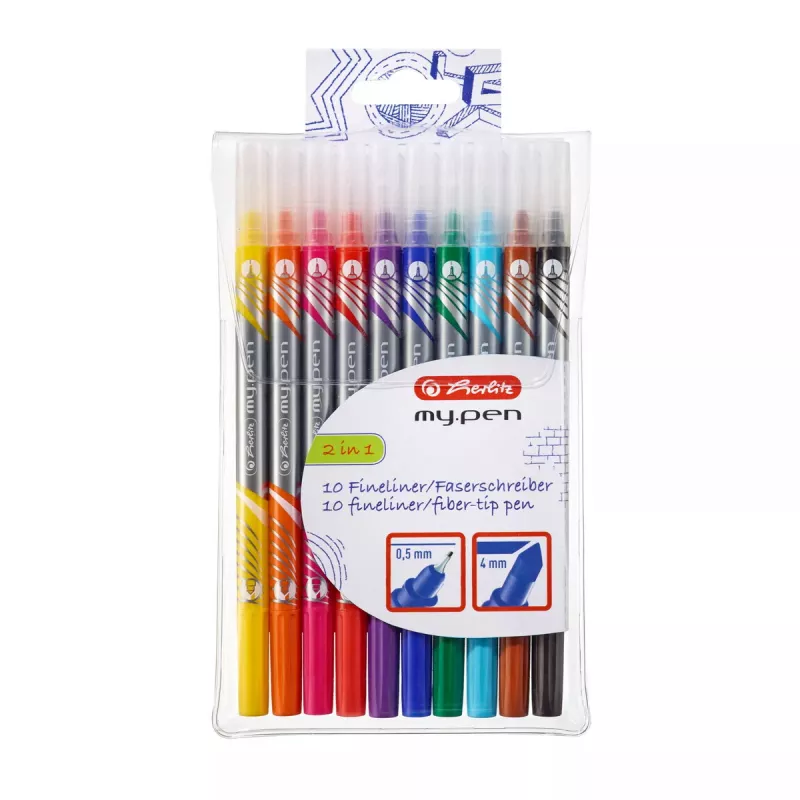 Marcador Herlitz 11367232 ponta fina 10 unid. preto azul castanho verde laranja rosa roxo vermelho amarelo