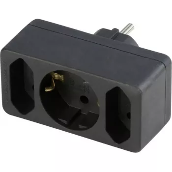 Ficha adaptadora REV SCHWA 0512733777, 2 tomadas com contacto de proteção, preto