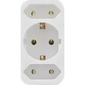 Ficha adaptadora elétrica REV 2 tomadas com contacto de proteção, branco, modelo 0512735777 WS