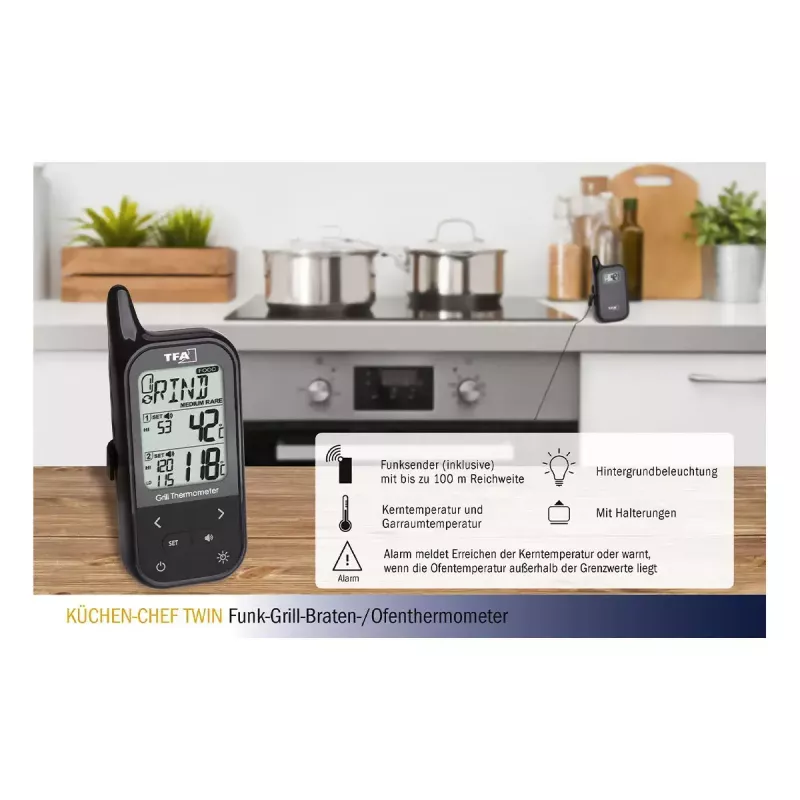 Termómetro alimentar TFA-Dostmann KÜCHEN-CHEF TWIN 0 - 300 °C digital