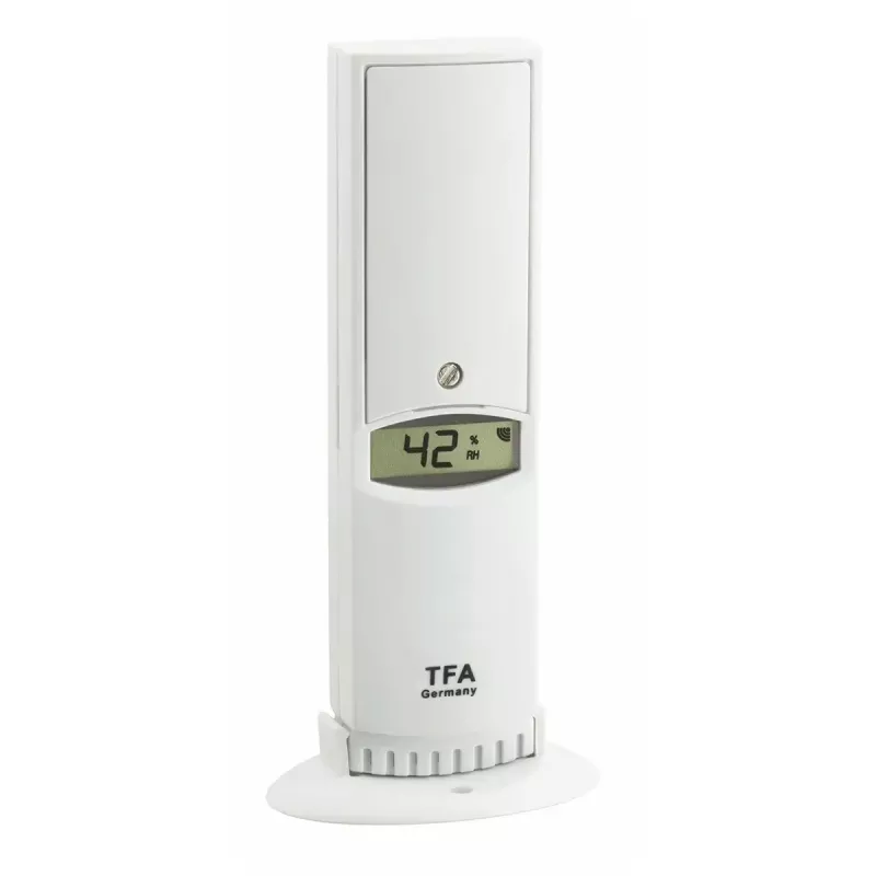 Sensor ambiental tfa dostmann WeatherHub Smart Home sem fios — humidade e temperatura, Wi‑Fi, alimentação por rede/pilhas (AA), 40×28×104 mm