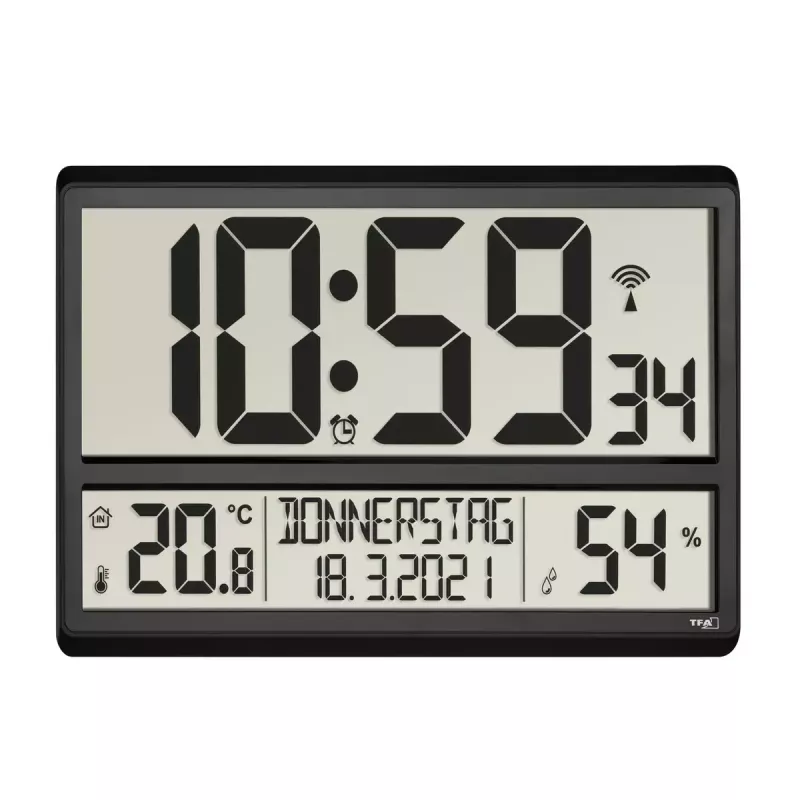 Despertador digital TFA-Dostmann 60.4520.01 preto a pilhas