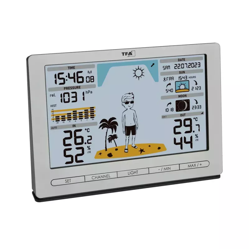 TFA-Dostmann Meteo Jack prateado termómetro higrómetro barómetro interior/exterior