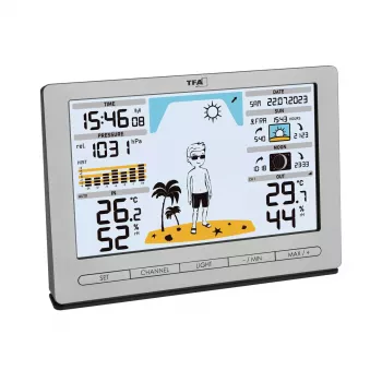 TFA-Dostmann Meteo Jack prateado termómetro higrómetro barómetro interior/exterior