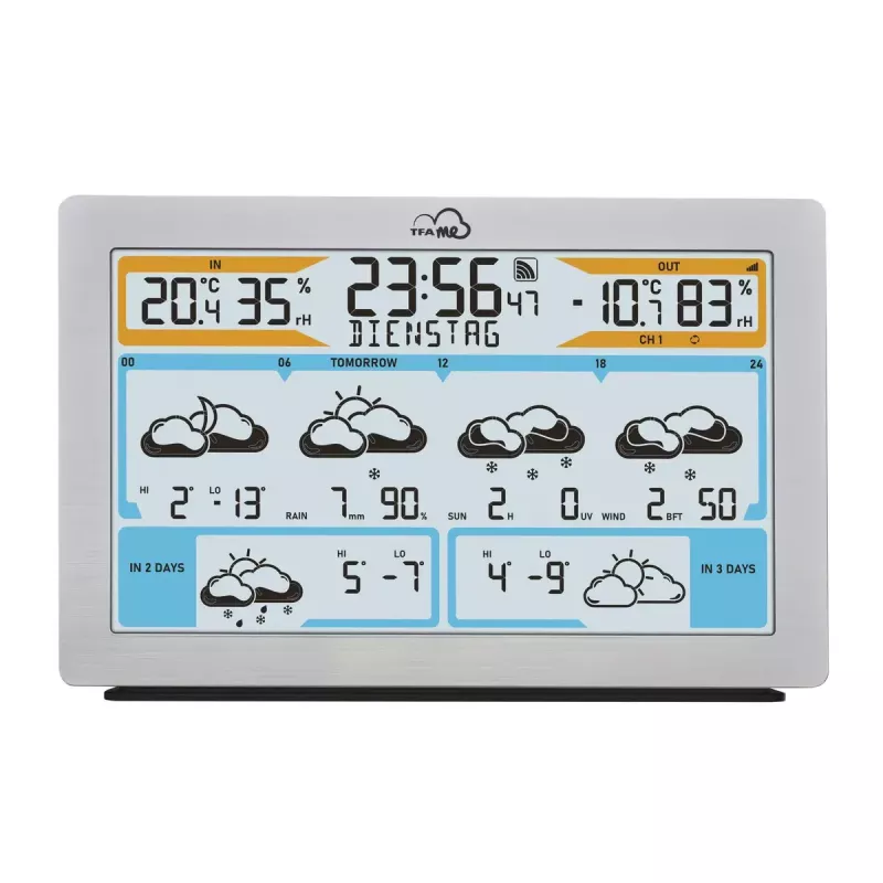 TFA-Dostmann TFA.me Silver LCD a pilhas WLAN anemómetro higrómetro termómetro