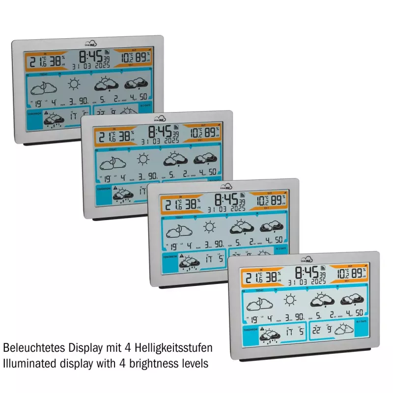 TFA-Dostmann TFA.me Silver LCD a pilhas WLAN anemómetro higrómetro termómetro