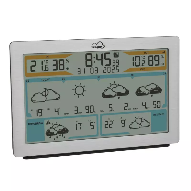 TFA-Dostmann TFA.me Silver LCD a pilhas WLAN anemómetro higrómetro termómetro