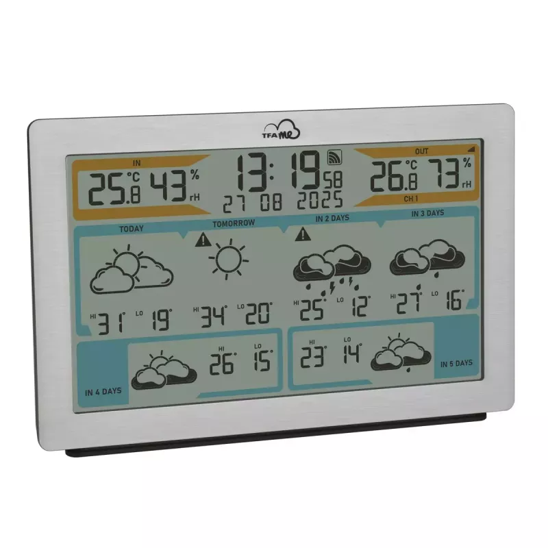 TFA-Dostmann TFA.me Silver LCD a pilhas WLAN anemómetro higrómetro termómetro
